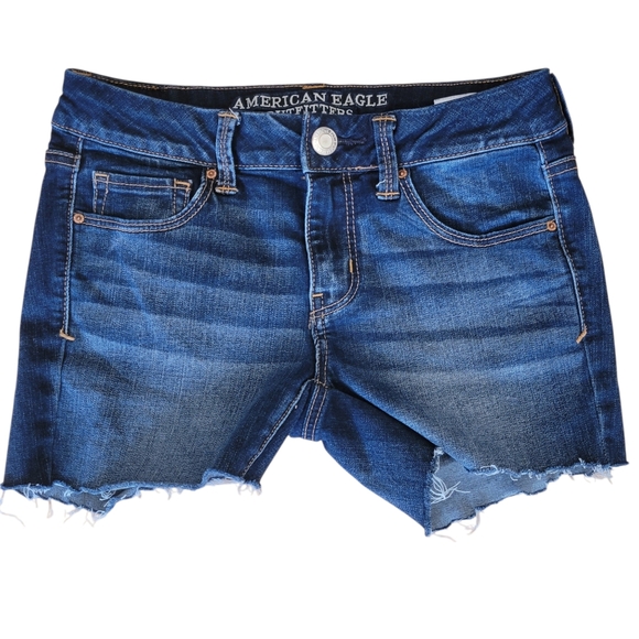 American Eagle Outfitters Pants - American Eagle Blue Boho Artist Denim Jean Cut-off Shorts Size 4